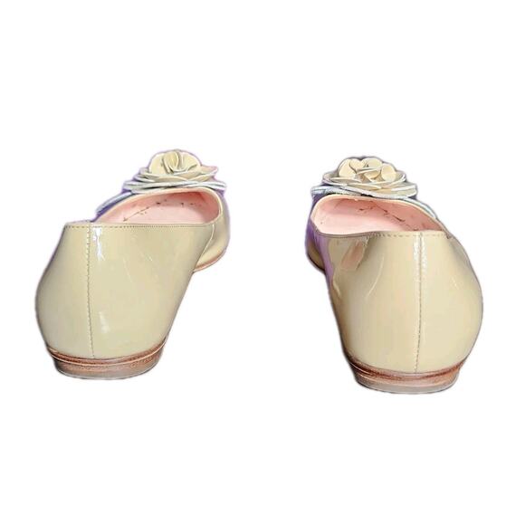Kate Spade Patent Leather Pointed Toe Ballet Flat Shoes W/ Flowers Size 6.5 - Picture 4 of 7